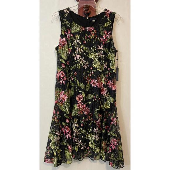 Tommy Hilfiger Dresses & Skirts - Tommy Hilfiger Womens Size 18 Black Floral Layered Knee Length Dress NWT! A3471